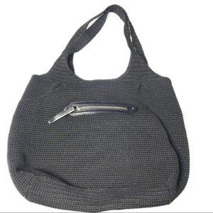 The Sak Black Woven Crochet Shoulder Bag
